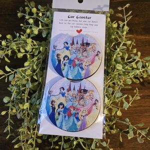 Princess Car Coasters - Blue and Pink